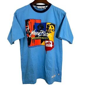 VTG JOHNNY BLAZE Welcome To My World Blue T-Shirt Streetwear Method Man Large‎